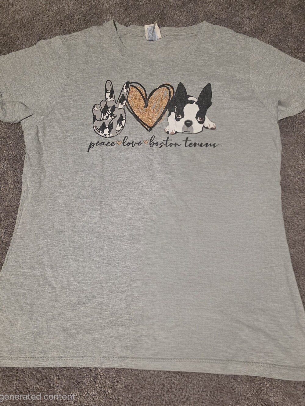 Peace Love Boston Terrier Graphic Tee - Gray